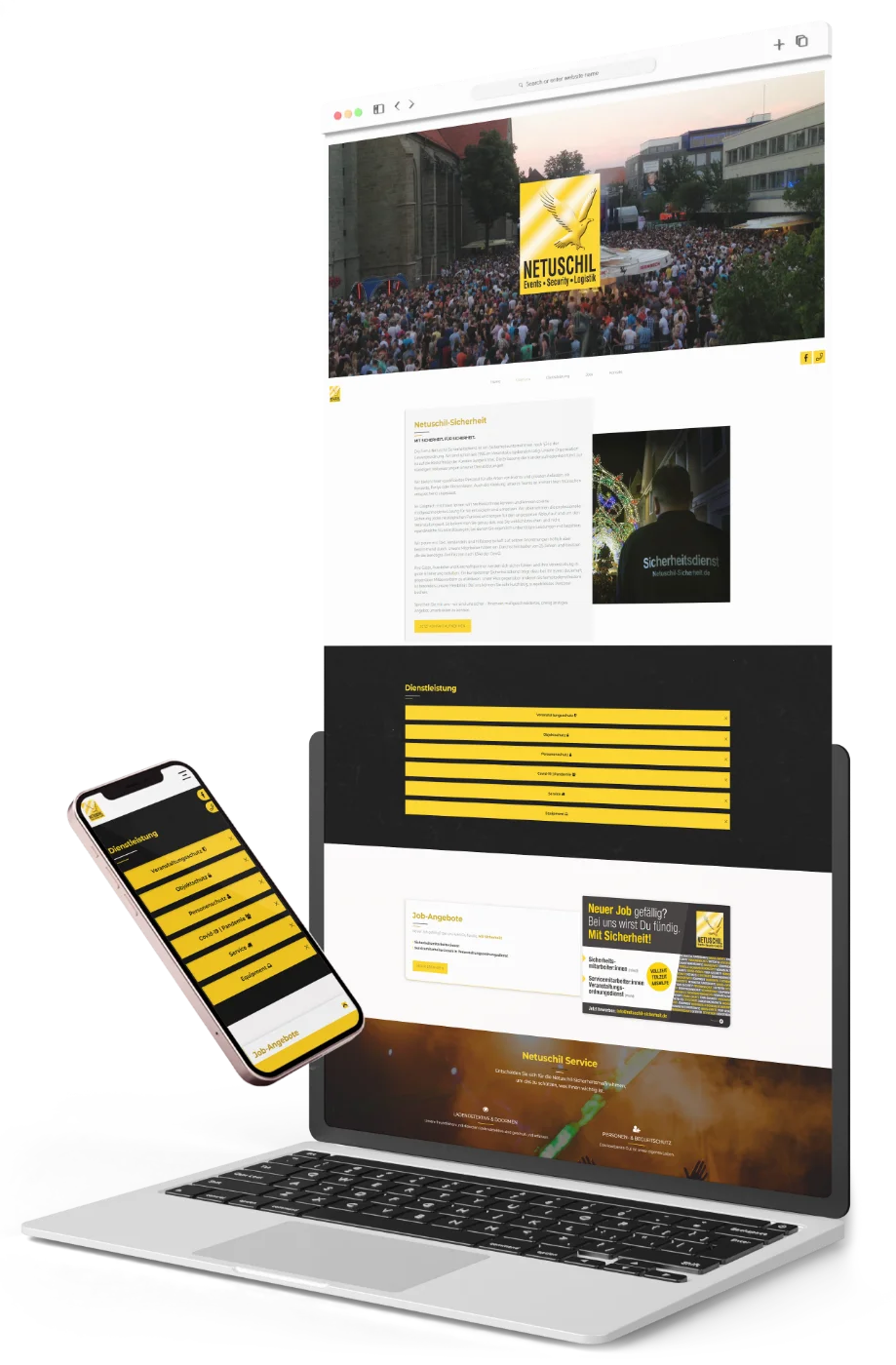 Netuschil-Sicherheit &mdash; Webauftritt Mockup auf Laptop und Smartphone